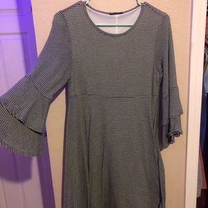 sage green striped dress